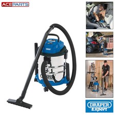 Wet and Dry Vacuum Vac Cleaner Industrial 20ltr 1250w 230v StainlessSteel Draper