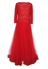 Tadashi Shoji Red Lace Top Tulle Skirt Gown Dress Size 10 Women