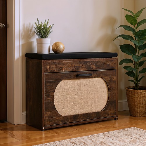 Wood shoe bench entryway - bench,