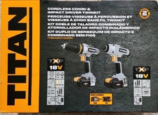 Titan TTI884COM/TTI885IPD 18v Drill & Impact Driver 2 x 2.0Ah Batteries Twin Kit