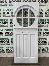 1930s STAINED LEADED GLASS FRONT DOOR VINTAGE EDWARDIAN ANTIQUE WOOD STYLE