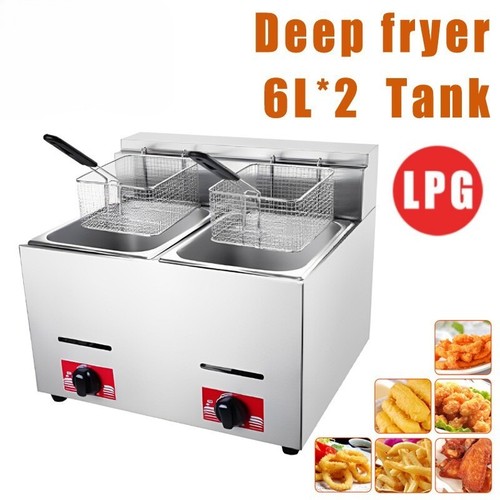 Commercial lpg gas fryer - 2x,