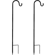 2x Garden Shepherds Crook Hooks for Garden Lights Adjustable Metal Stake Hangers