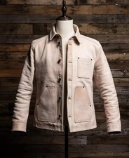 Field Jacket In Real vegetable tanned Natural Cowhide Leather