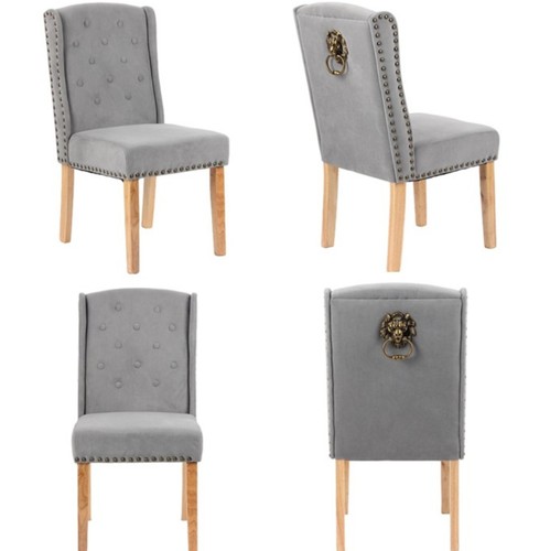 Grey velvet dining chairs - 4,