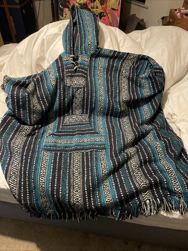 Mexican style poncho hooded - poncho,