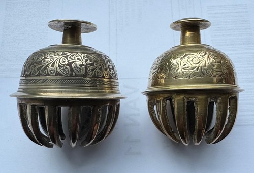 Engraved indian brass cow - engraved,
