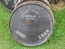 Rare 1990 Rosebank Distillery Barrel lid 25"  w/End Hoop Braced ready to hang