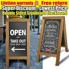 A-Board Double Side Wood Pavement Sign, Snap Frame Poster Display Stand Black