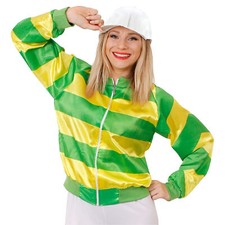 LADIES JOCKEY COSTUME JACKET & CAP HORSE RIDER RACING FANCY DRESS GREEN YELLOW