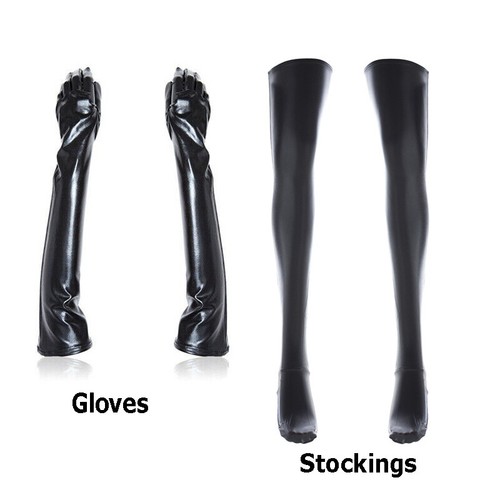 Black pvc long - black, gloves