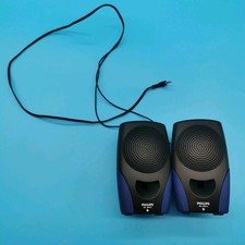Philips SBC BP015 Portable PC Computer Desktop Speakers Wired 3.5mm Jack Tested