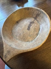 Antique Wooden Dough Kneading Bowl with Hand Carved Patina