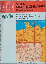 Vintage Southern Germany Road Map, 1974 / 75, 1:500,000, excellent condition 