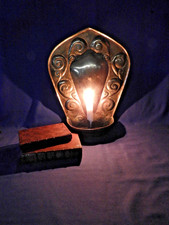 Antique Art Nouveau Brass Wall Hanging Large Reflector Candle Sconce
