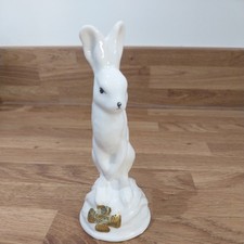 Crown Staffordshire Hare Figure White 14cm Tall Circa 1930s With Label Rabbit
