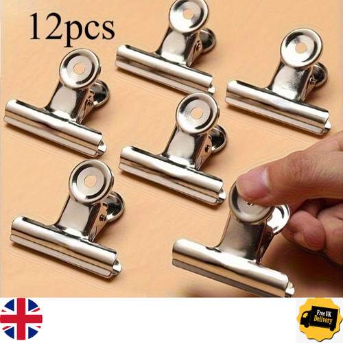 12pcs silver foldback bulldog - 12pcs,