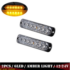 2X 6 LED Amber Car Truck Emergency Beacon Warning Hazard Flash Strobe Light Bar