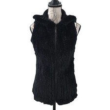 BCBGMaxAzria Vest Rabbit Fur Wool Rocker Boho Chic Festival Rave Womens XS