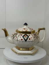 Superb Quality Victorian White Imari Teapot And Stand 