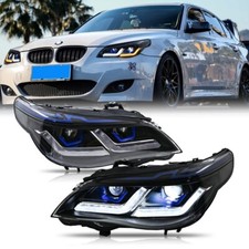 Pair LED Headlight Double Beam Lens Projector for BWM 5 Series E60 E61 2003-2010