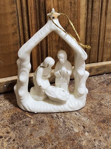 White ceramic nativity - white,