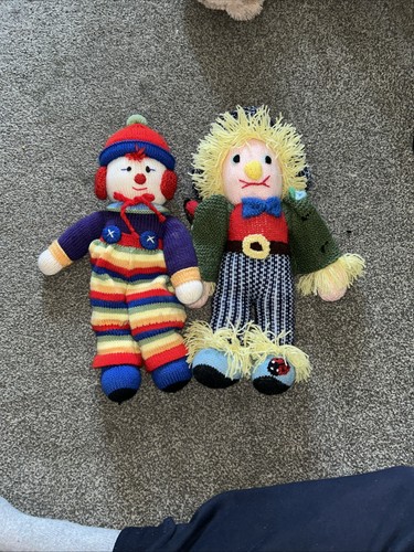 Hand knitted scarecrow family - knitted,