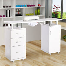 Mobile Wooden Manicure Nail Table Desk Station w/ Extractor Fan DustCollector UK