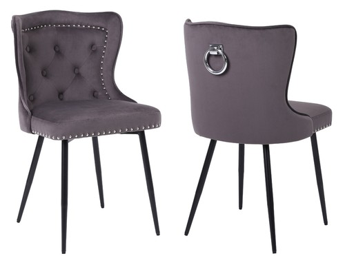 Grey velvet dining chairs with - grey,