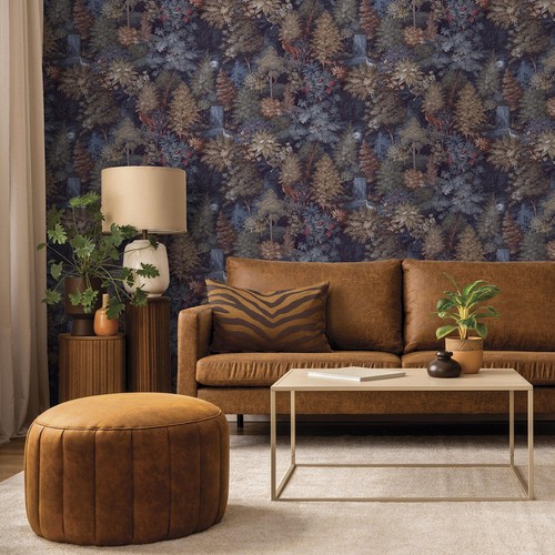 Midnight woods wallpaper navy - wallpaper,