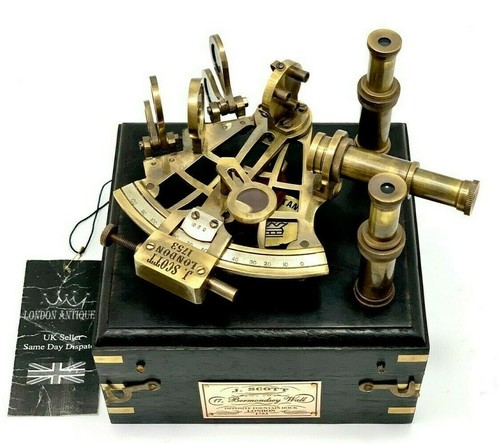 Antique sextant with - sextant, wooden