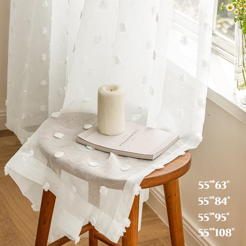 Window sheer curtains - window, pompom