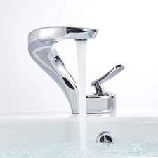 Bathroom Basin Sink Mixer Tap Chrome Waterfall Single Lever Handle Faucet Modern