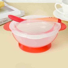 1xSoft Baby Suction Cup Bowl With Spoon Set Kids Non-slip Feeding EatingFoodBowl
