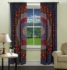 Indian Mandala Curtains Cotton Hippie Tapestry Decor Window Curtain Wall Hanging