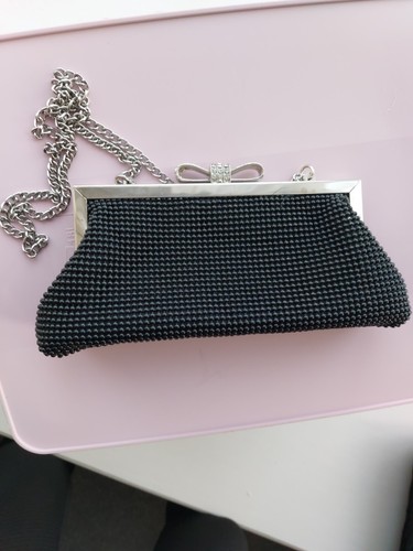 Small beaded black evening bag - black,