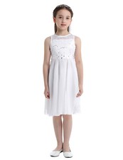 UK Flower Girl Dress Girls Wedding Bridesmaid Pageant Prom Lace Chiffon Dresses