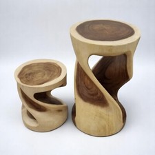 Suar Wood Side Table Flower