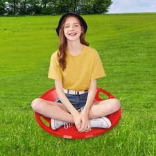 Downhill Snow Scooter Kids Round Sled Red Skiing Board Scooter Grass&Sand Skiing