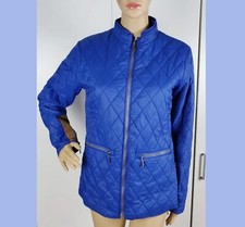 SOS SØS JENSEN Blue Quilted Faux Leather Padded Country Jacket Size S