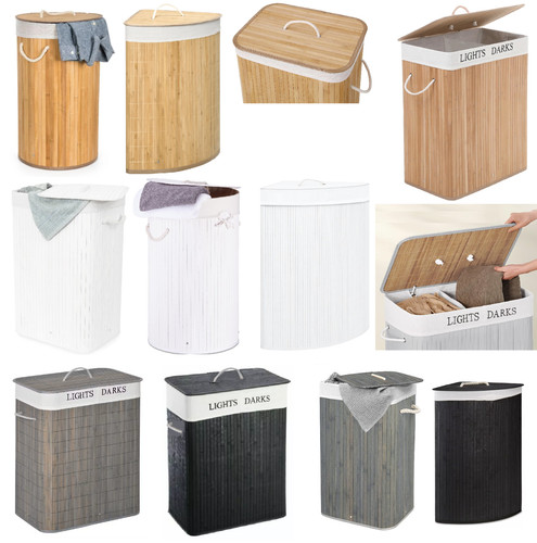 Bamboo laundry basket with lid - bamboo,