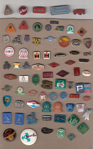 Vintage tractor pin badges - vintage,