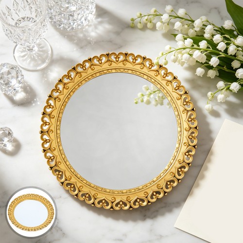 Round gold mirror tray - tray,