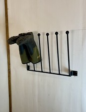 HANDMADE IN UK 3 PAIR WROUGHT IRON WALL MOUNTED WELLY WELLINGTON BOOT RACK STAND