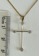 9ct Gold CZ Cross Pendant / Charm