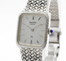 Vintage [N MINT] RADO 133.9518.2 Silver Square 19mm Quartz Ladies Watch JAPAN