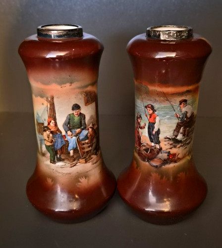 Vintage pair bavarian scenic - pair,