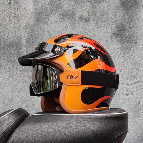 Retro open face motorcycle - 3/4,