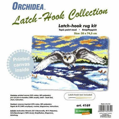 Snowy owl printed latch hook - snowy,