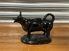 Black Antique 19th Century Staffordshire Jackfield Pottery Cow Creamer